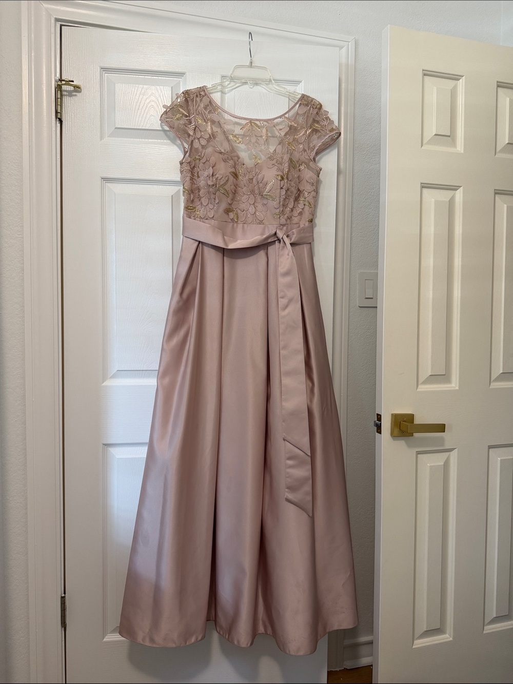 Xscape Dusty Rose Satin Lace Bodice Formal Dress